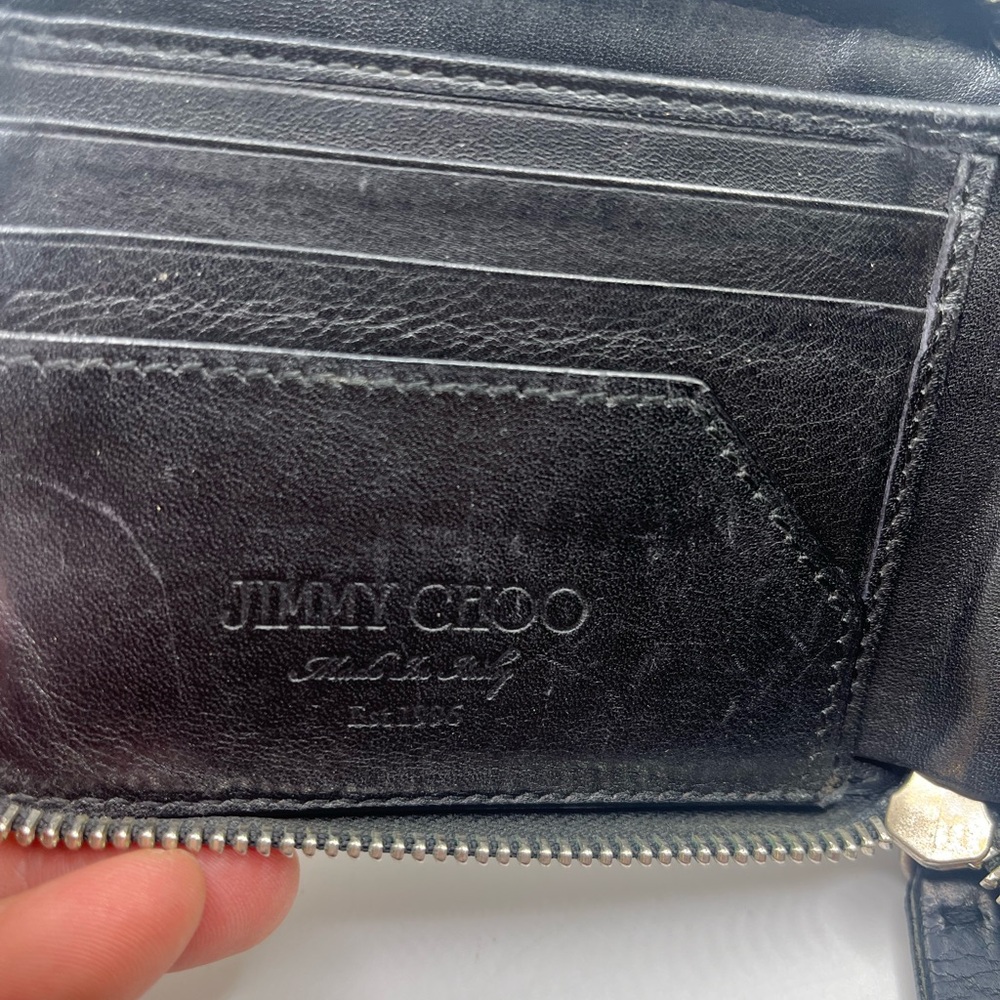 JIMMY CHOO Bi-fold Wallet Black Men'Authentic D:0.79” H:4.33” W:4.53” 5978 - Picture 4 of 8